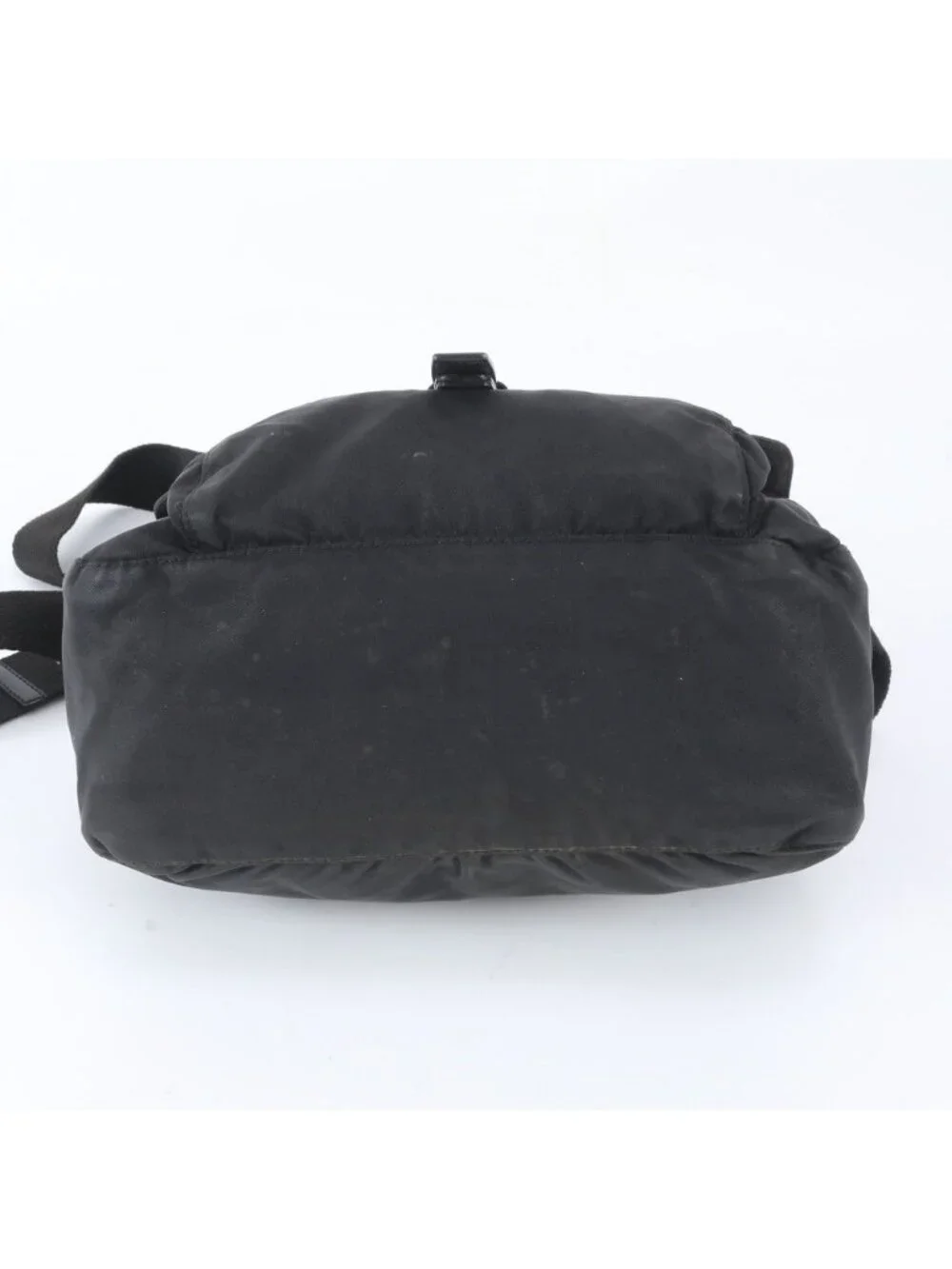 Prada Tessuto Nylon Triangle Logo Leather Shoulder Bag Crossbody Messenger Black